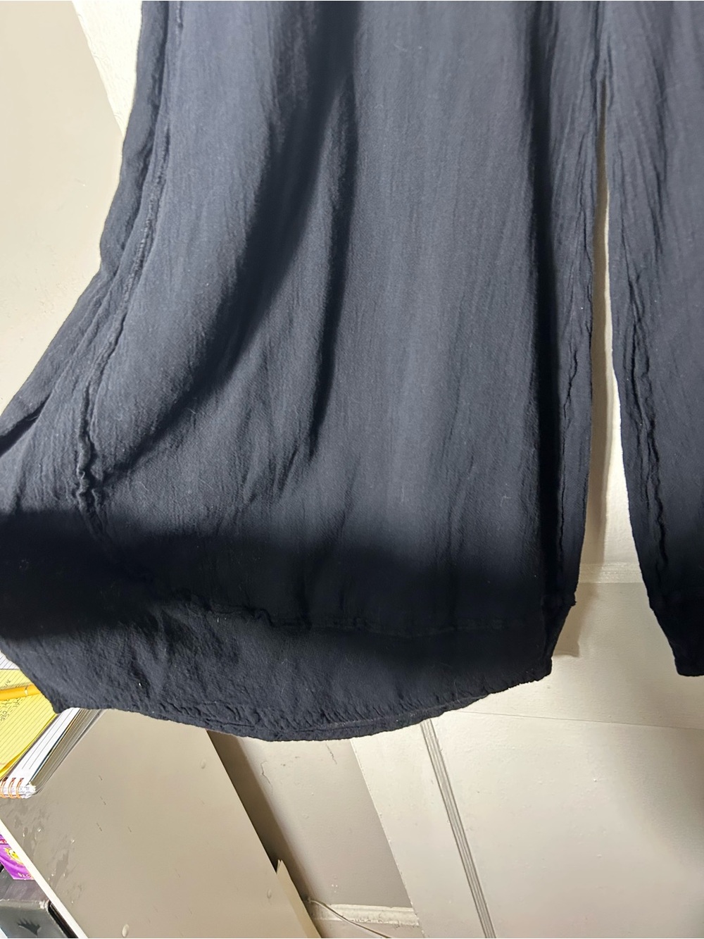 Oh my gauze black ultra wide leg pull on pants size 2 or US L/XL flawed lantern - Picture 5 of 10
